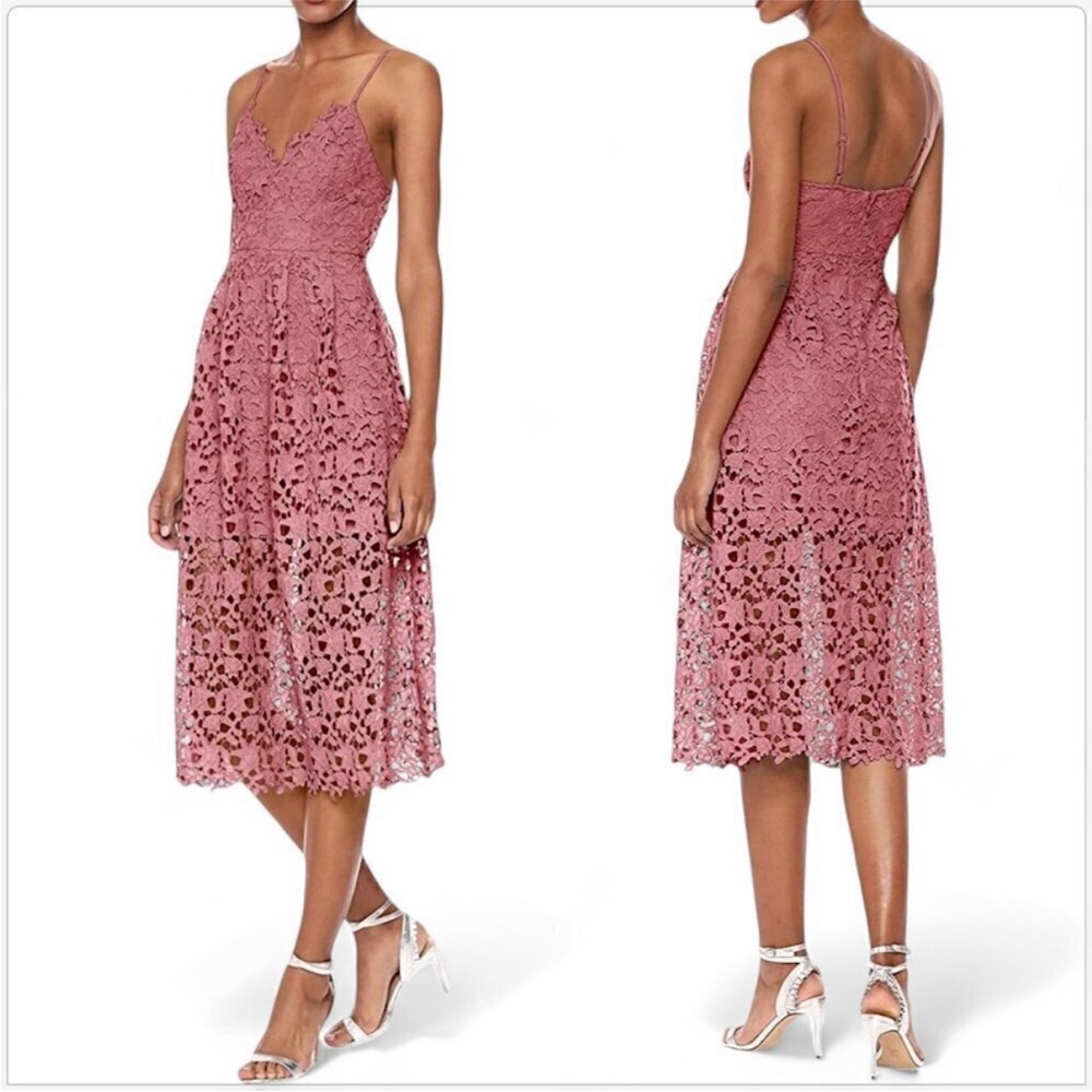 ASTR the Label Lace A-line Midi Dress in Pink Mauve Size Large